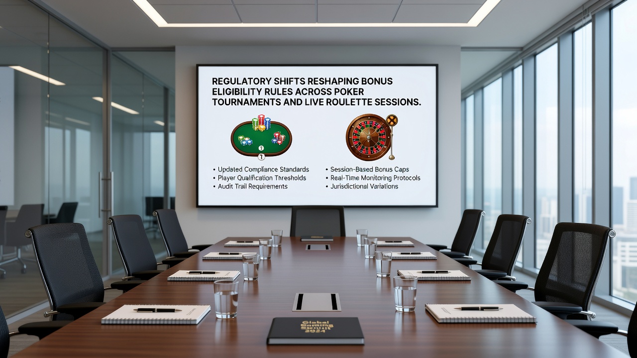 Illustration von Live-Roulette-Tischen mit regulatorischen Hinweisen zu Bonusregeln